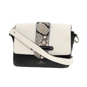 A. Belucci Black & White Genuine Leather Crossbody with Snake-Print Accent